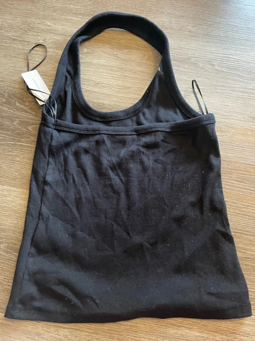 NWT Pilcro Anthropologie Black Ribbed Scoop Halter Tank - Picture 2 of 6
